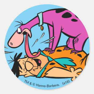 Dino Licking Fred Flintstone Classic Round Sticker