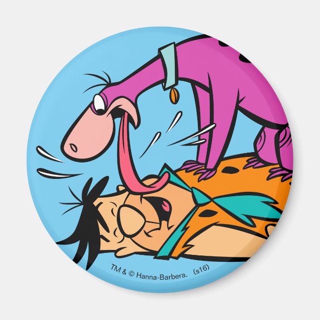 Dino Licking Fred Flintstone Magnet (Front)