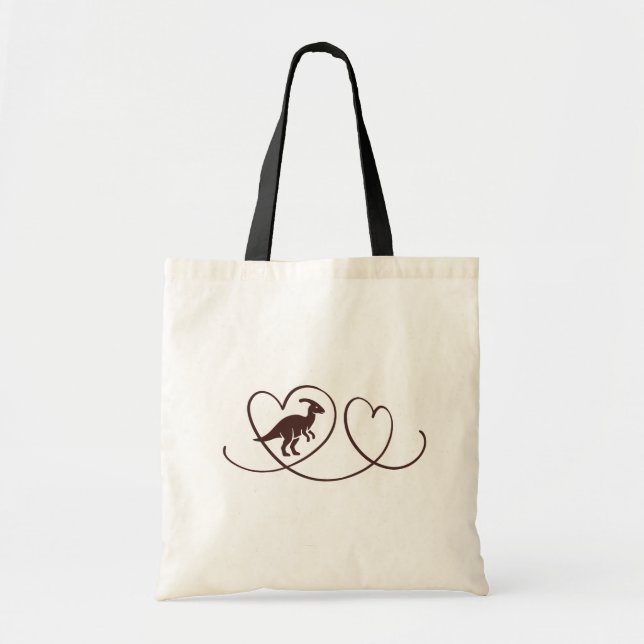 Dino Liebe – Herzlinien Parasaurolophus Tote Bag (Front)