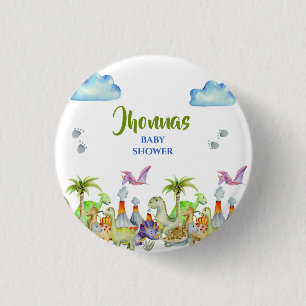 Dino little rawr baby shower 3 cm round badge