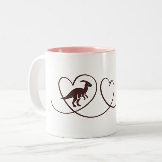 Dino Love - Heartlines Parasaurolophus Two-Tone Coffee Mug