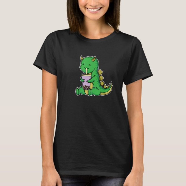 Dino Loves Tea With Bubble T-Shirt (Front)