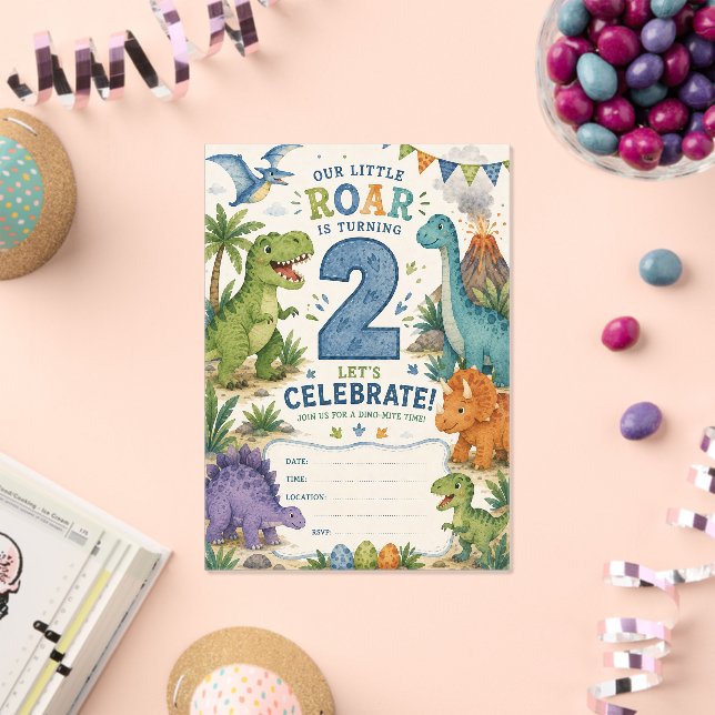Dino-Mite 2nd Birthday  Acrylic Invitations (Insitu (Celebration))
