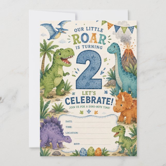 Dino-Mite 2nd Birthday  Invitation (Front)