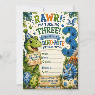 Dino-Mite 3rd Birthday Invitation
