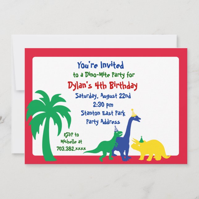 Dino-Mite Birthday Invitation (Front)