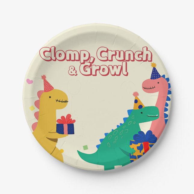 Dino-Mite Birthday Invitation Paper Plate (Front)