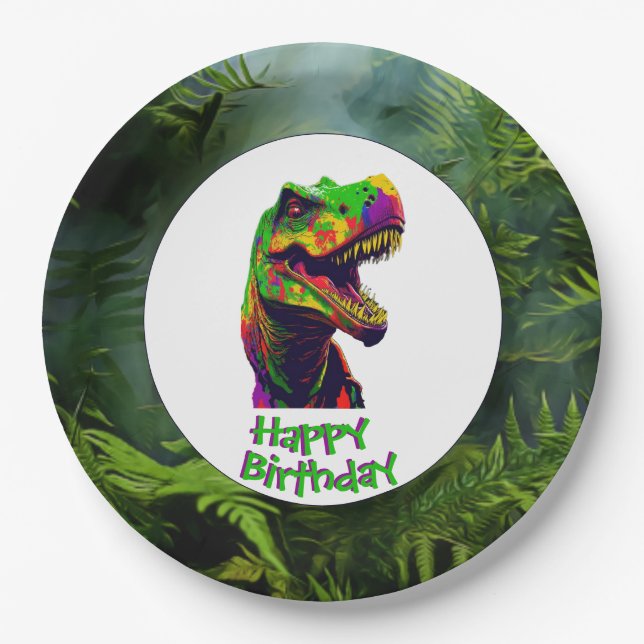 Dino-Mite Birthday Party Paper Plate (Front)
