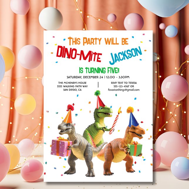 Dino Mite Dinosaur toy birthday party Invitation (Creator Uploaded)