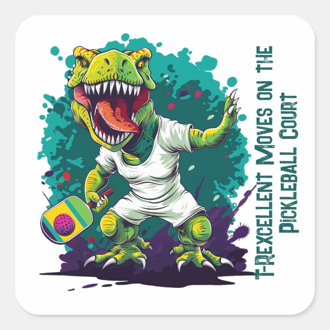 Dino-mite funny pickleball  square sticker (Front)
