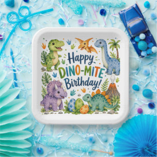 Dino-Mite Happy Birthday Paper Plate