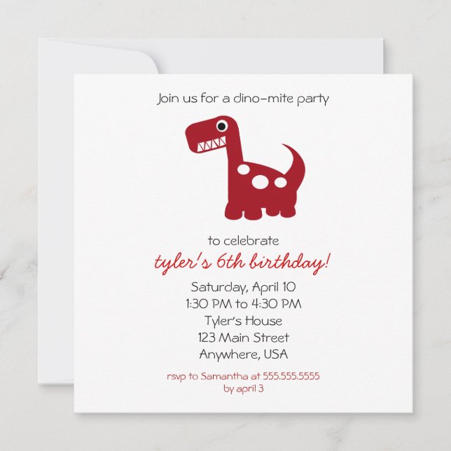 Dino-mite Invitation (Front)
