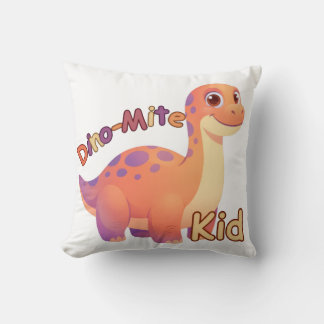 Dino-Mite Kid Throw Pillow