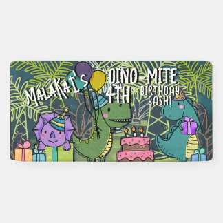 Dino-Mite Kid's Birthday Party Dinosaur Banner
