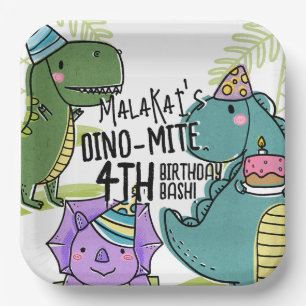 Dino-Mite Kid's Birthday Party Dinosaur Paper Plate