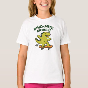 Dino-Mite Moves Fun Green Dinosaur Graphic T-Shirt