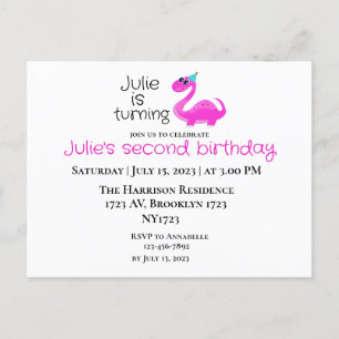Dino-mite on birthday invitation postcard