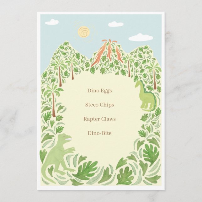 Dino-Mite Party Menu (Front)