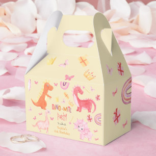Dino-mite pink dino birthday party favour box