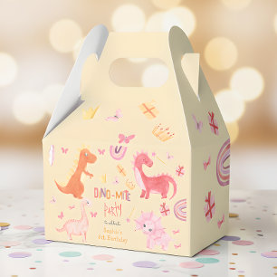 Dino-mite pink dino birthday party favour box