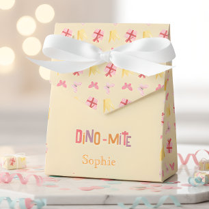 Dino-mite pink dino birthday party favour box