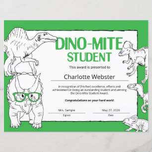 Dino-Mite Student Recognition Certificates