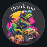 Dino Monster Truck Thank You Classic Round Sticker<br><div class="desc">Dino Monster Truck Thank You A sweet personalised birthday thank you for a little boy. Click the "Customise it!" button to change the text size, text colour, font style and more! When the family, relatives, friends, and loved ones host or attend a party for child it brings a lot of...</div>