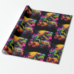Dino Monster Trucks Wrapping Paper