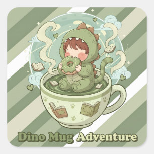 Dino Mug Adventure Square Sticker