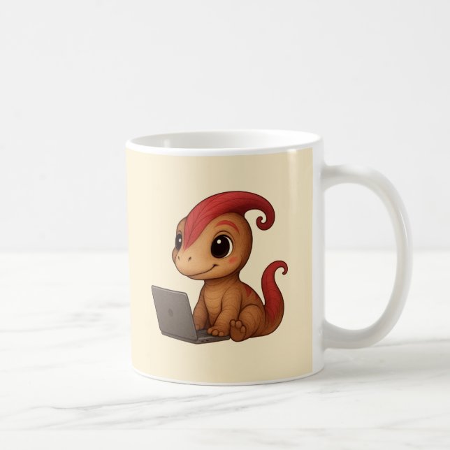 Dino Mug – Dino Kammli am Laptop (Right)