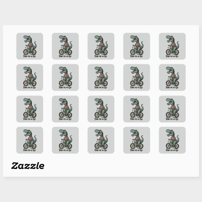 Dino on the Go Square Sticker (Sheet)