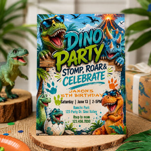 Dino Party Birthday   Dinosaur Birthday Invitation