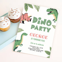 Dino Party Cute Dinosaur 5th Birthday Party