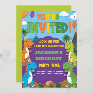 Dino Party | Cute Dinosaurs Birthday Invitation