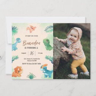 Dino Party | Cute Dinosaurs Birthday Photo  Invitation