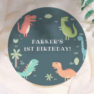 Dino Party Cute Dinosaurs Boy Birthday Party Paper Plate