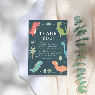 Dino Party Cute Dinosaurs Boy Birthday Party Thank You Card