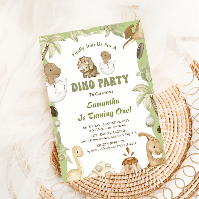 Dino Party | Cute Dinosaurs First Birthday Invitation (Creator Uploaded)