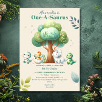 Dino Party Cute Dinosaurs First Birthday