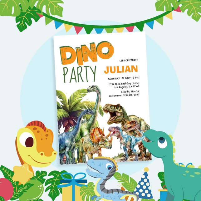 Dino Party Dinosaur Birthday Invitation (Creator Uploaded)