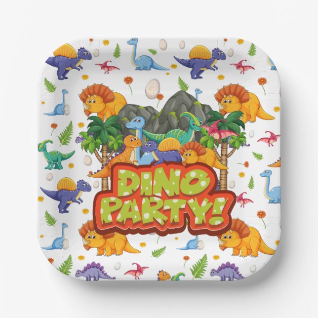 Dino Party  Paper Plate (Front)