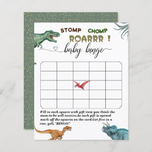 Dino Party stomp chomp roar baby shower bingo game