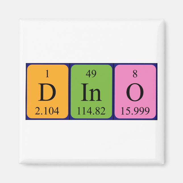 Dino periodic table name magnet (Front)