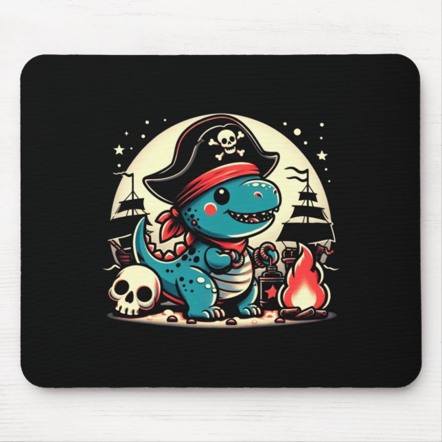 Dino pirate freebooter pirate dinosaur performance mouse pad (Front)