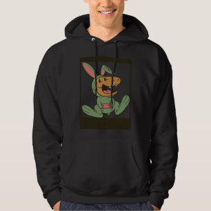 dino playing video games bunny costume hoodie