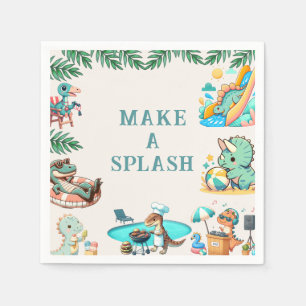 Dino Pool Party Birthday Invitation Napkin