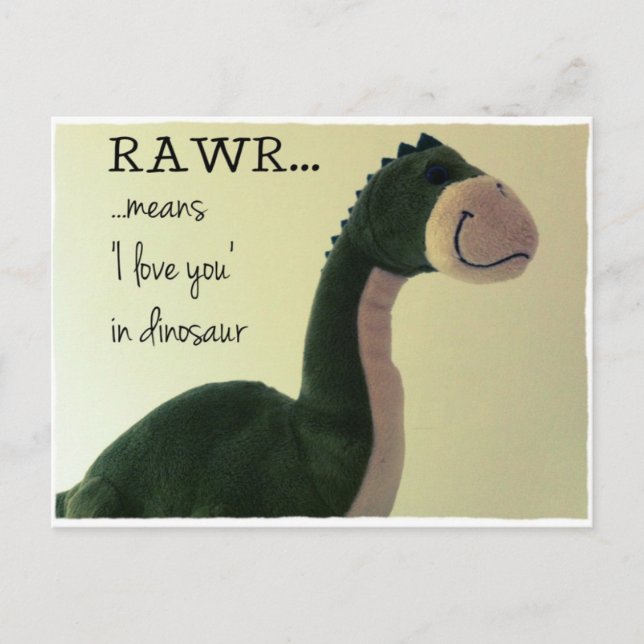 Dino Postcard RAWR means 'I love you' in dinosaur (Front)