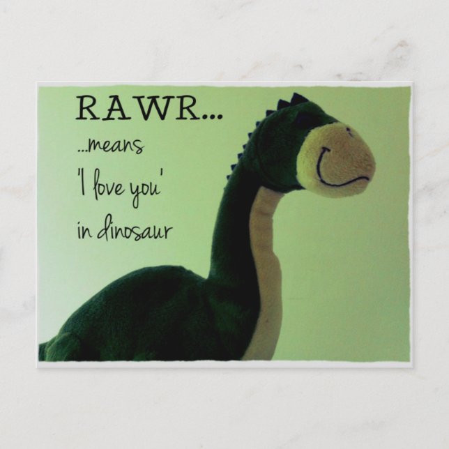Dino Postcard Rawr means 'I love you in dinosaur' (Front)