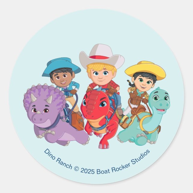Dino Ranch Friends Design Classic Round Sticker (Front)