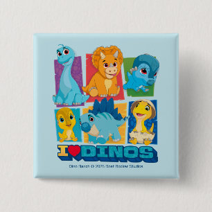 Dino Ranch   Fun & Colourful Dinosaur 15 Cm Square Badge